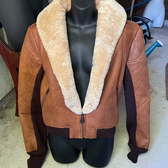 🚫SOLD🚫Doma Shearling Leather Jacket Coat Bomber - Picture 2 of 14